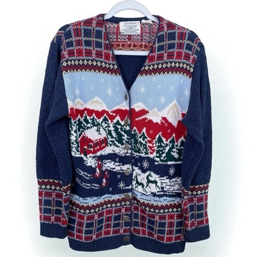 Vintage Northern Treasure Parkhurst Cardigan Mountain Winter Sweater Sz Medium